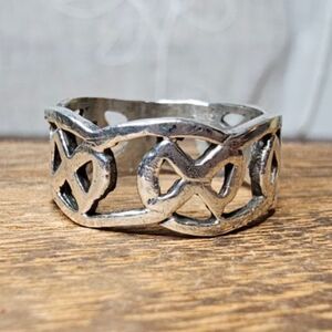 925 Sterling Silver Weave/Woven Openwork Band Ring Size: 8 Unisex
